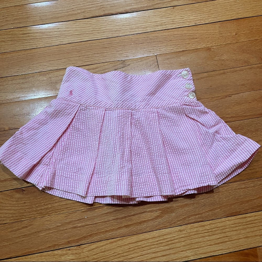 Ralph Lauren Girls Skirt Seersucker Striped Light Pink Pleated Size 5 EUC - Picture 3 of 9